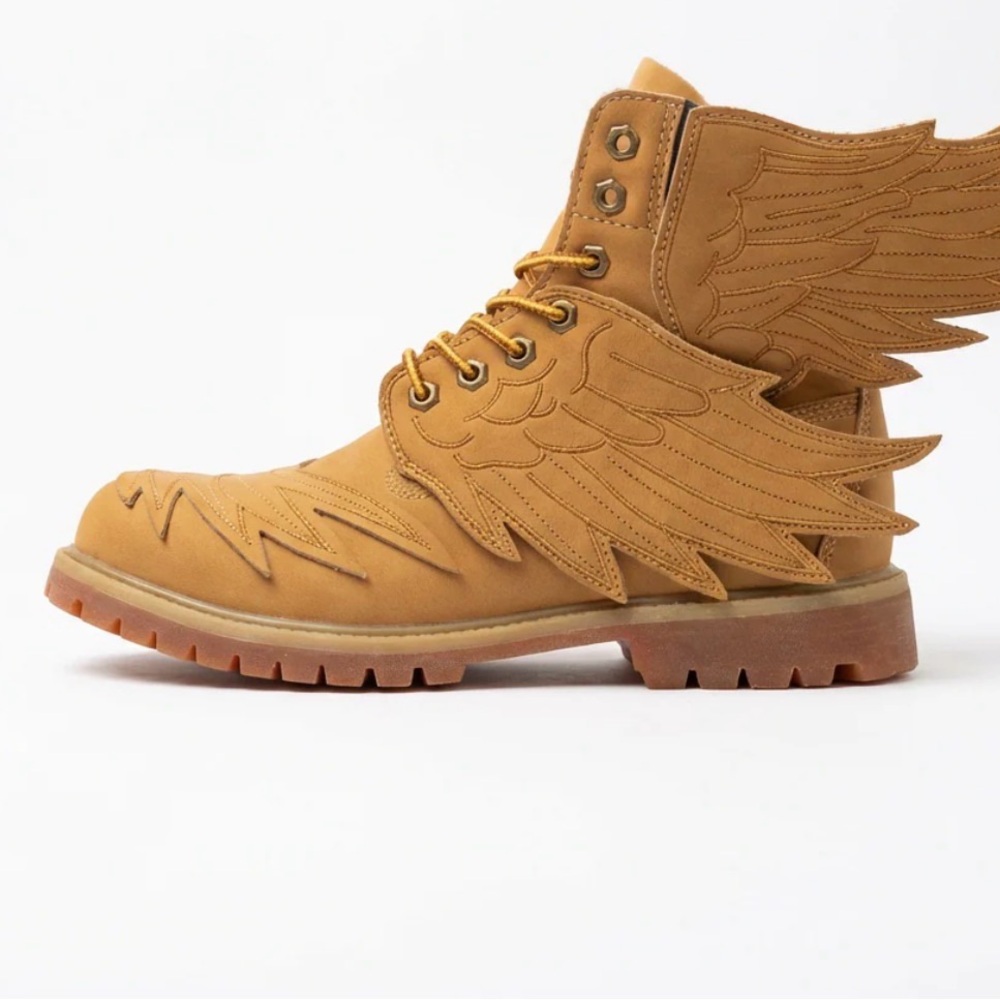 Bravest Studios Wing-Accent Wheat Lace-Up Boot